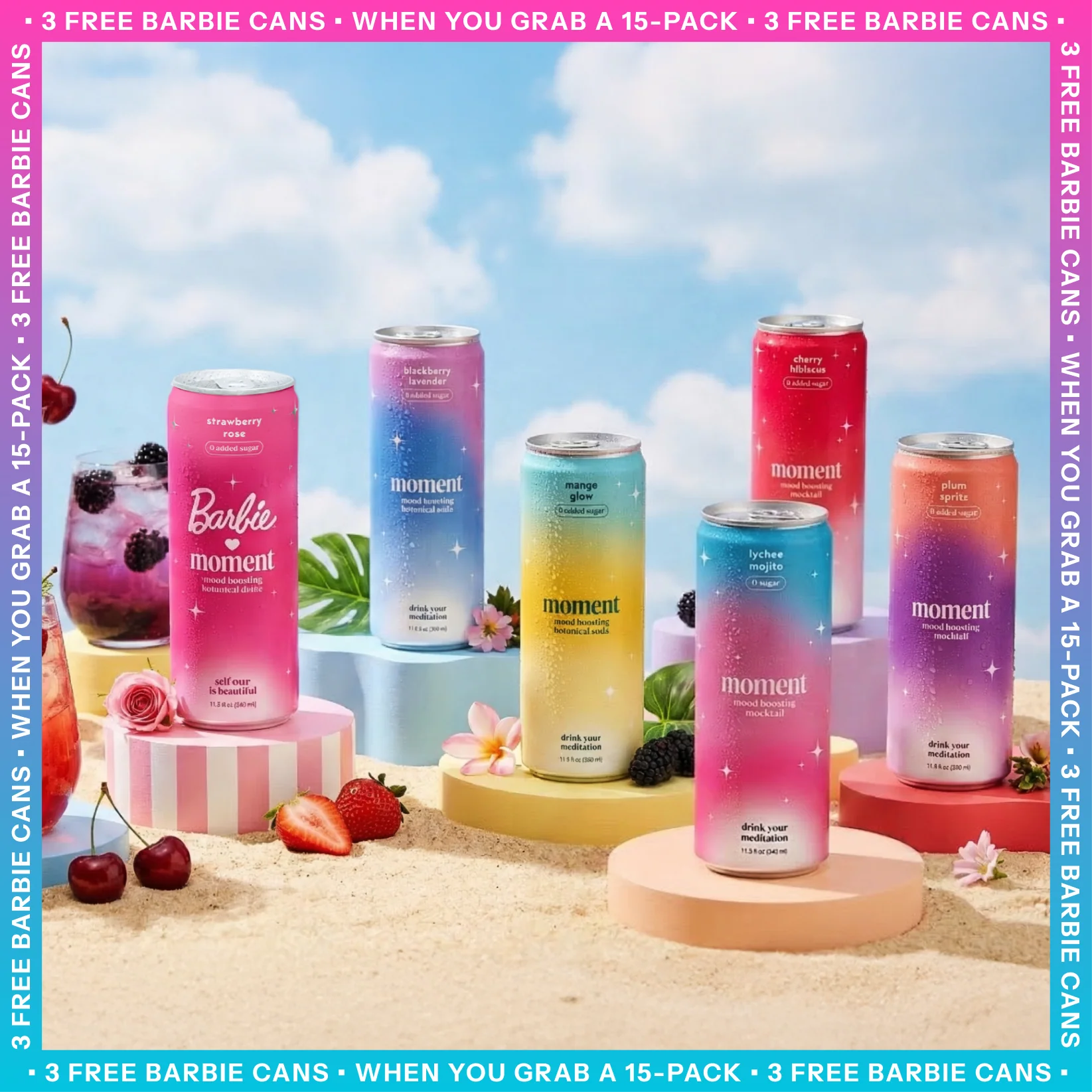 the barbie bundle - 15 sparkling best-sellers + 3 free Barbie cans